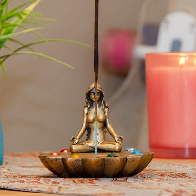 Bronze Chakra Gem Incense Burner for Stick Incense