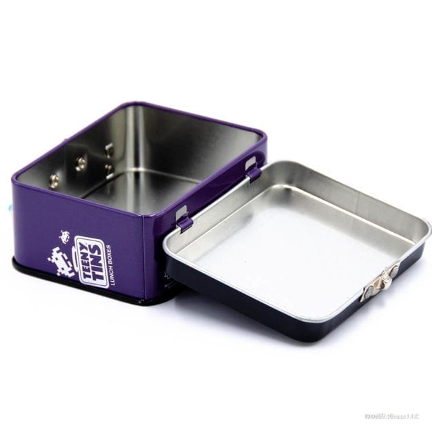 Black and Purple Teeny Tins Space Invaders series Mini Lunchbox totes.