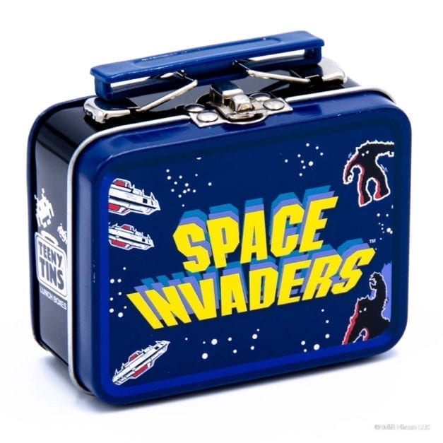 Teeny Tins blue and black "Space Invaders" logo Mini Tin.