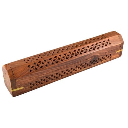 12" Deluxe Carved Wooden Coffin Incense Burner