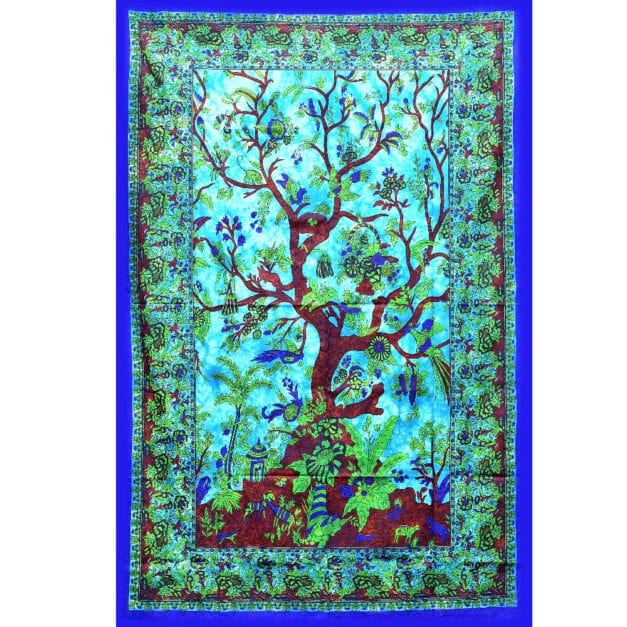 Thread Heads Turquoise Tree of Life Tapestry
