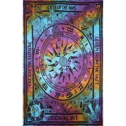 Cycles of The Ages Extra Large Tie-Dye Tapestry