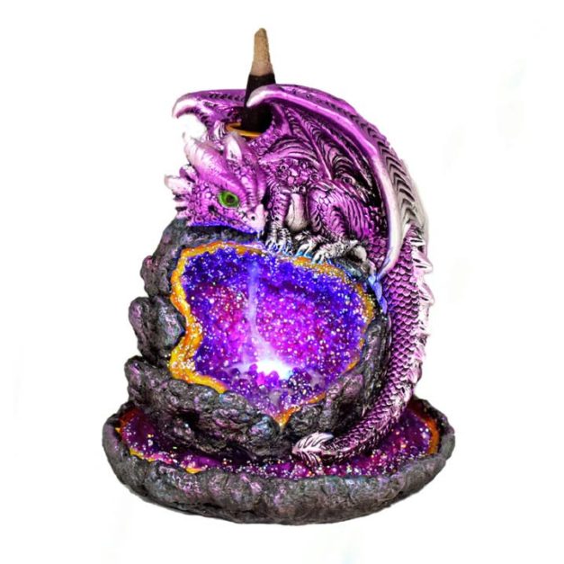 Magenta Dragon Geode Backflow Incense Burner