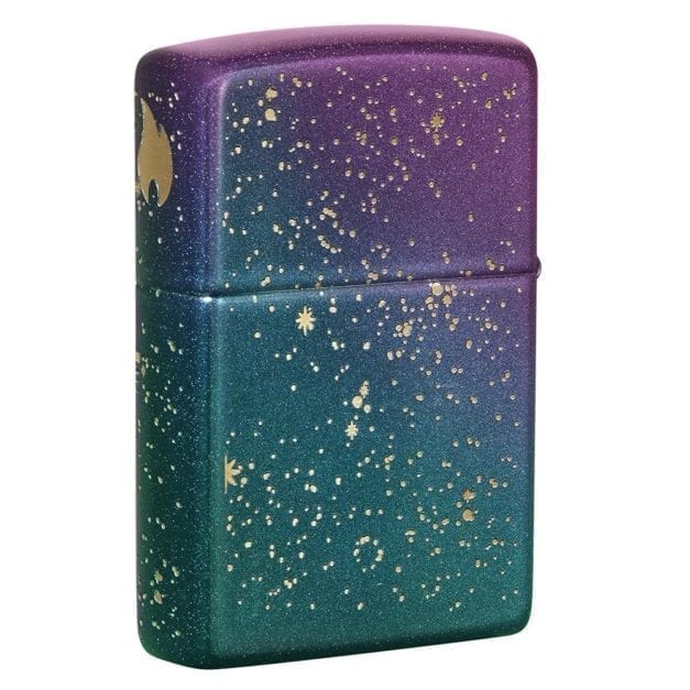 Side photo of the Starry Night Luminescent Premium Zippo Lighter.