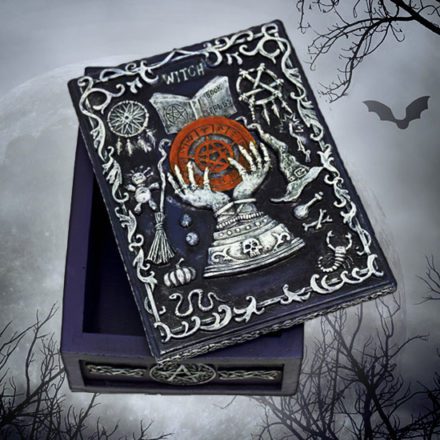 Magic Spell Tarot Card Box on Spooky Background