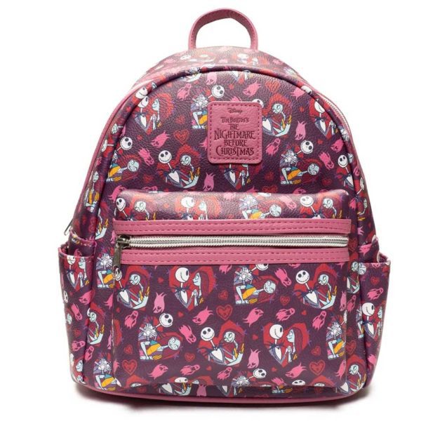Front View - Jack and Sally Hearts Mini Backpack