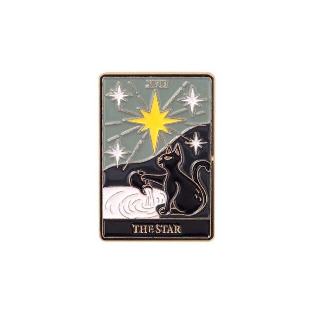 The Star tarot card enamel pin close-up photo.