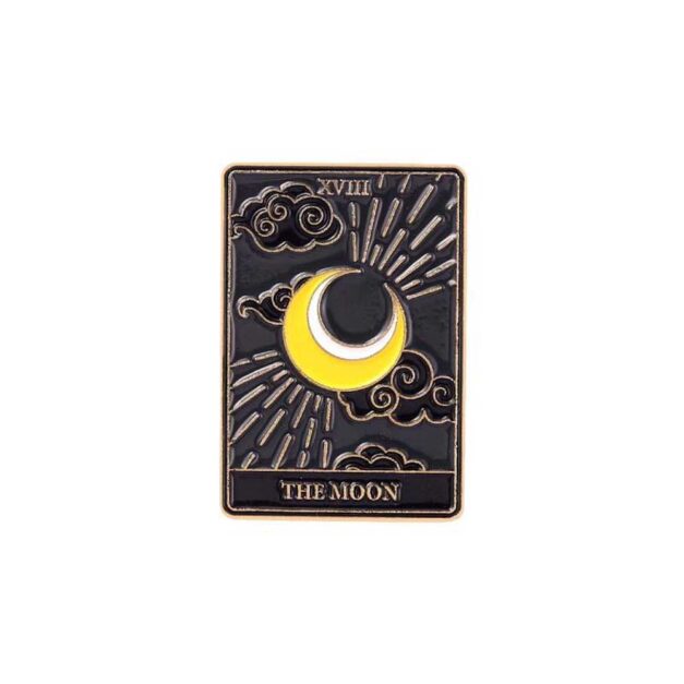 The Moon tarot card enamel pin - close up photo
