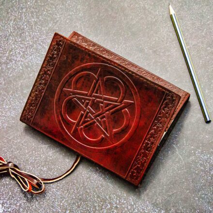 Leather Bound Unruled Journal with Pentagram