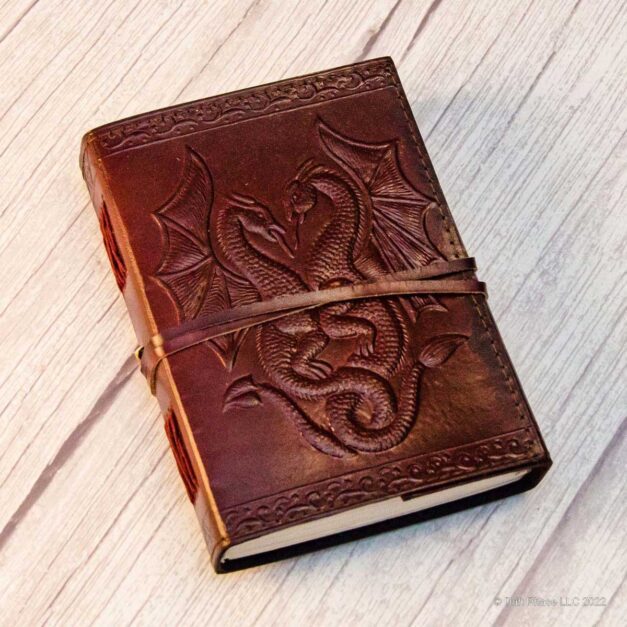 Double Dragon Embossed Leather Journal/Sketchbook - Front View