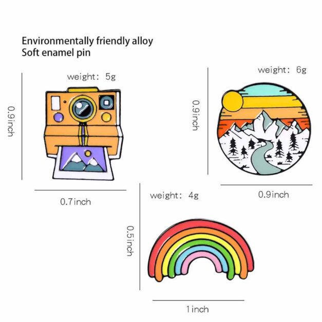 Rainbow Mountain Pin Set - Dimensions