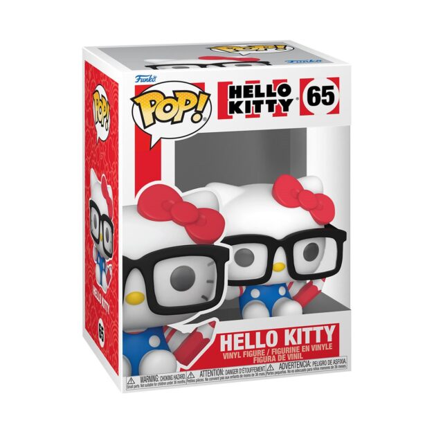 Front of the box of the Authentic Hello Kitty with Glasses Funko Pop! #65